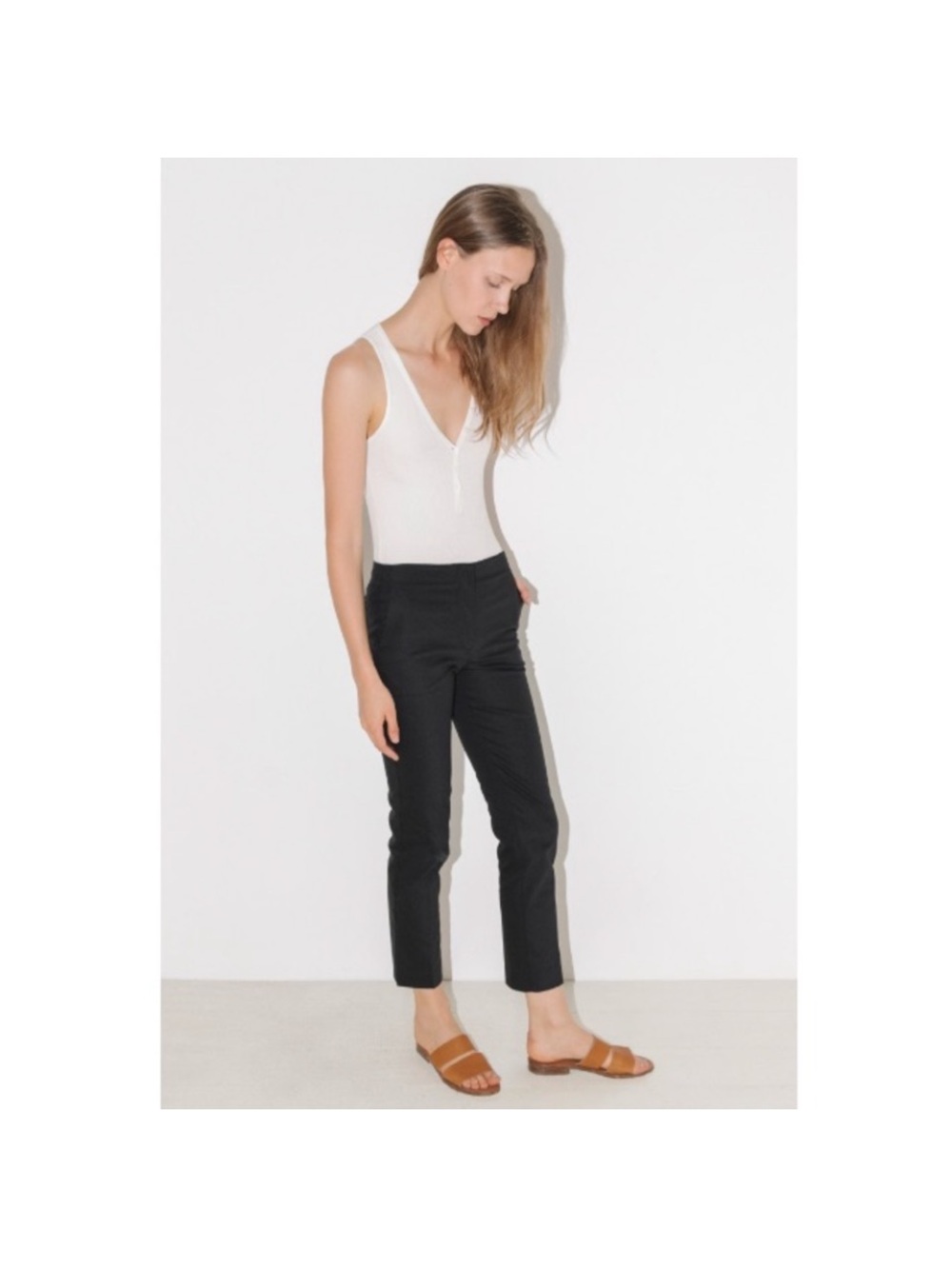 Helmut Lang Black straight leg cropped pants size 4/ small